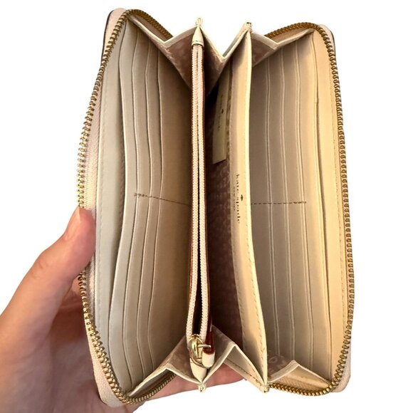 Kate Spade Penn Place Embossed Neda Leather Zip Around Wallet Cream Money Holder - Picture 3 of 13